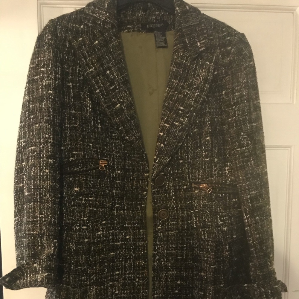 Multicolored Tweed Coat. Size 14.